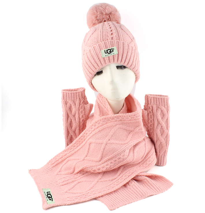 UGG Hat, Scarf & Glove Set - Pink