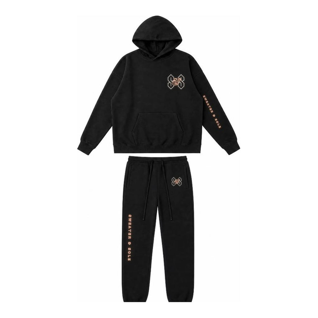 01 Neon hoodie and sweatpant set in Black, front
