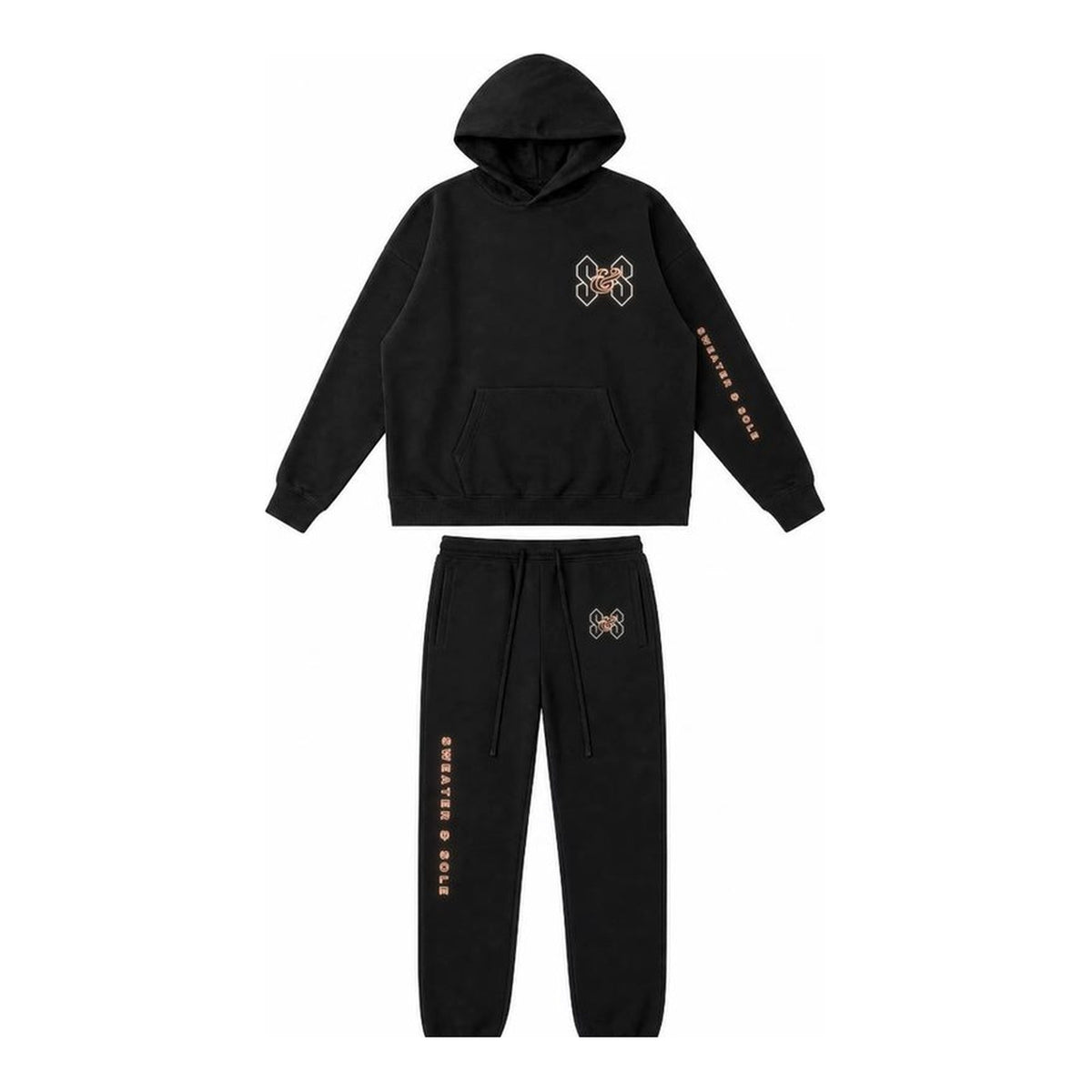 01 Neon hoodie and sweatpant set in Black, front