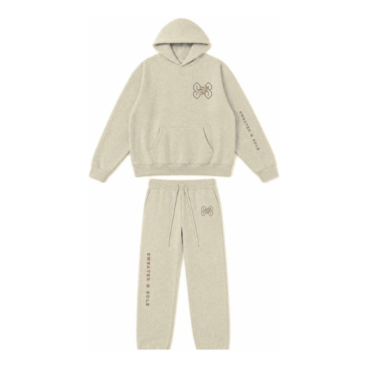 01 Neon hoodie and sweatpant set in Cream, front