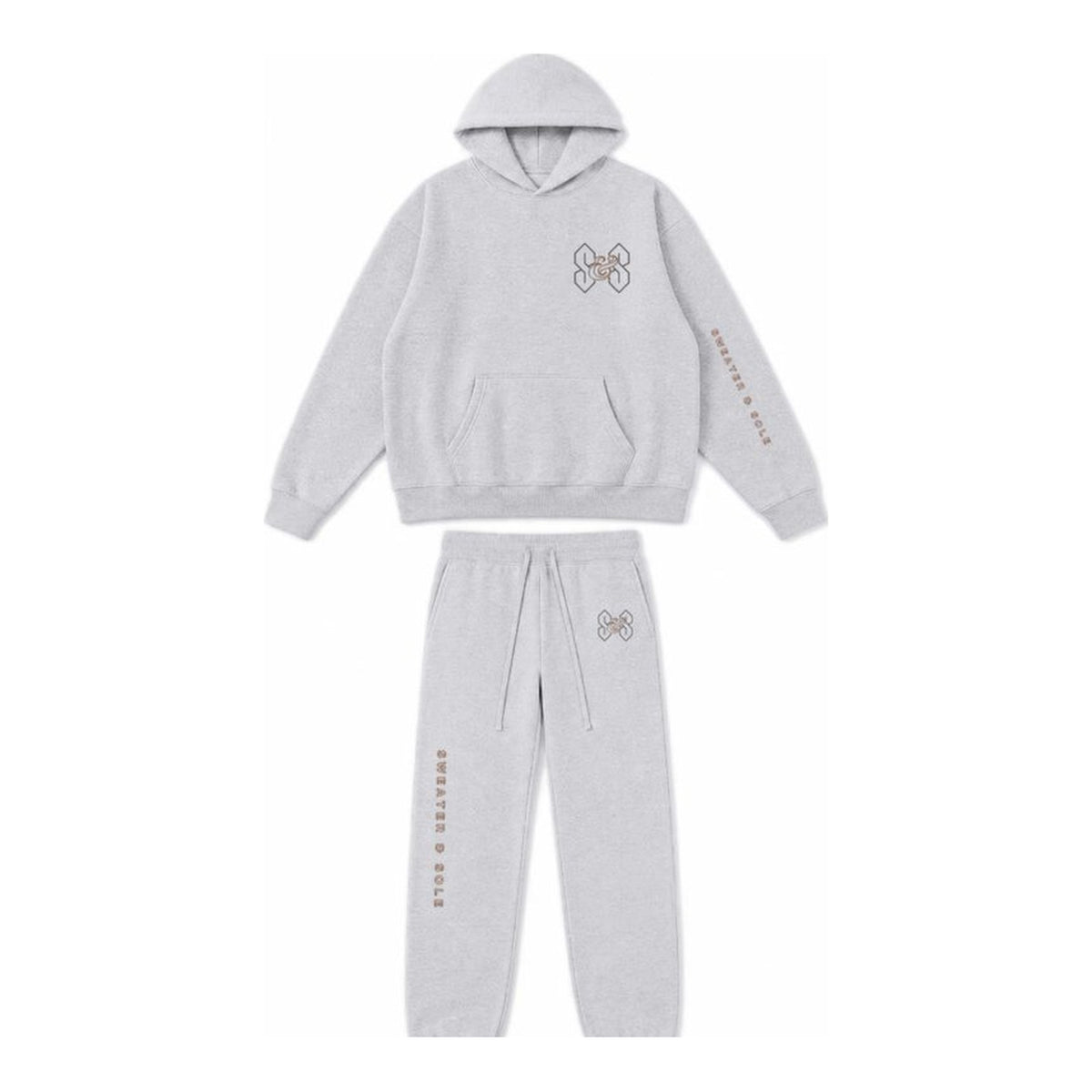 01 Neon hoodie and sweatpant set in Heather Grey, front
