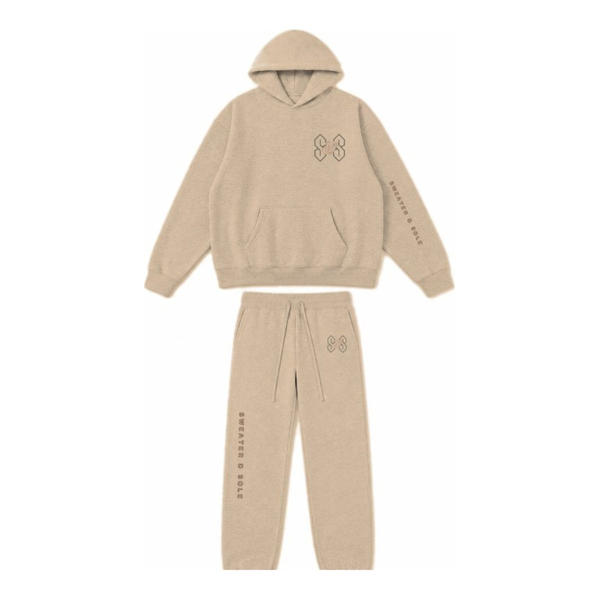 01 Neon hoodie and sweatpant set in Khaki, front