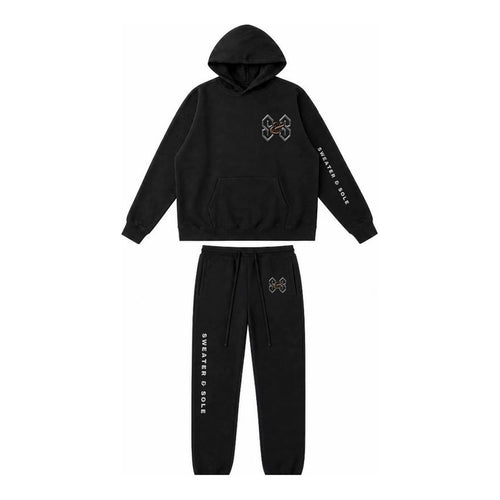 02 Forged hoodie and sweatpant set in Black, front