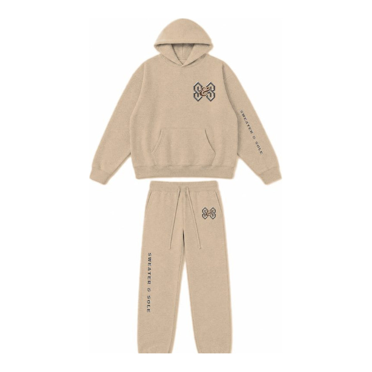 02 Forged hoodie and sweatpant set in Khaki, front