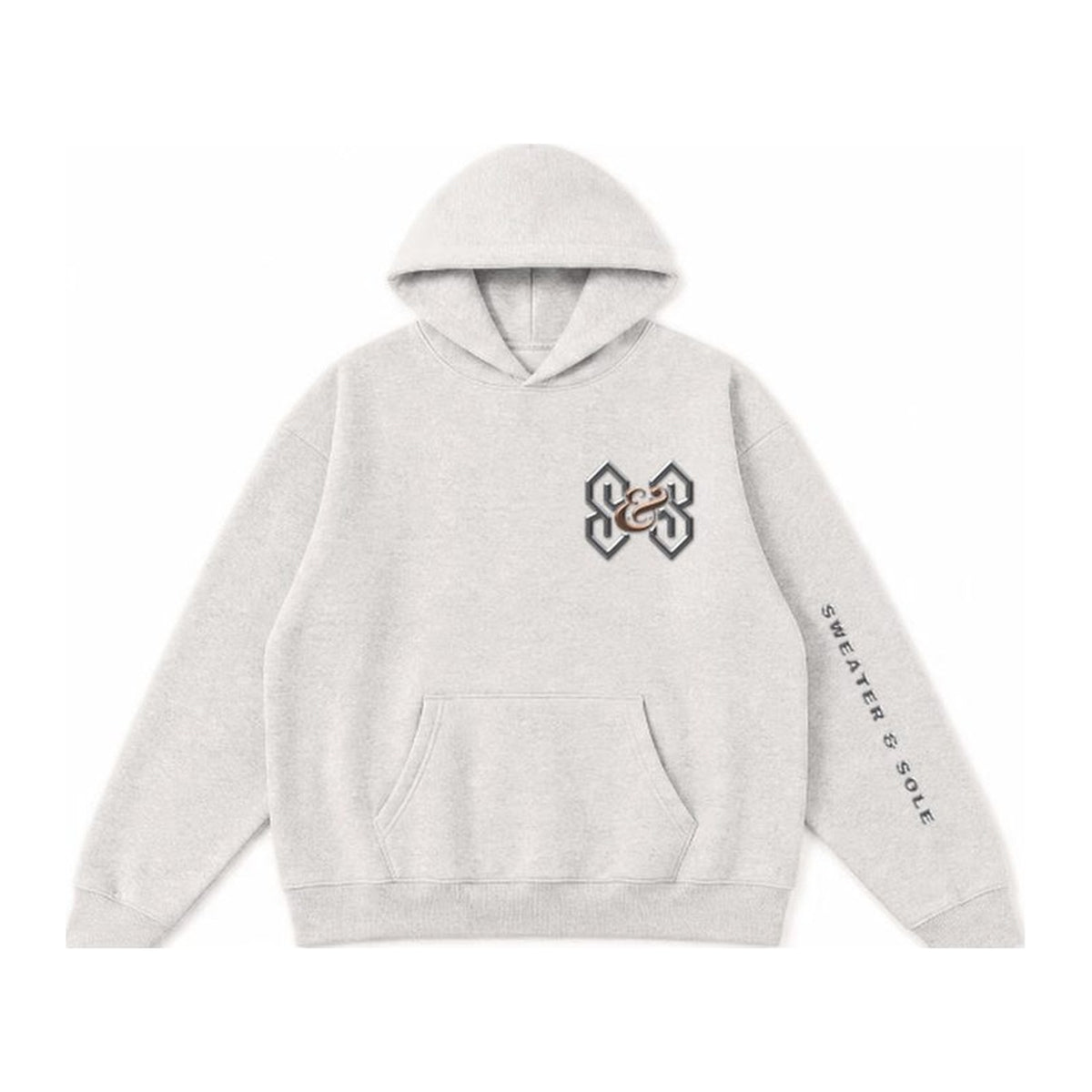 02 Forged hoodie in Oatmeal Grey, front