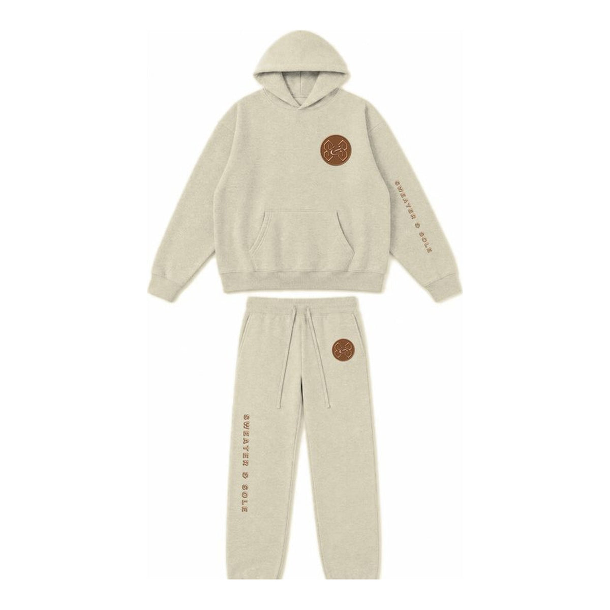 03 Sole hoodie and sweatpant set in Cream, front