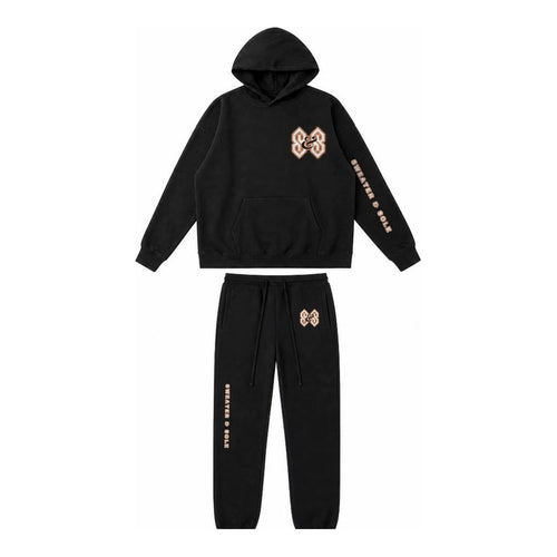04 Varsity hoodie and sweatpant set in Black, front