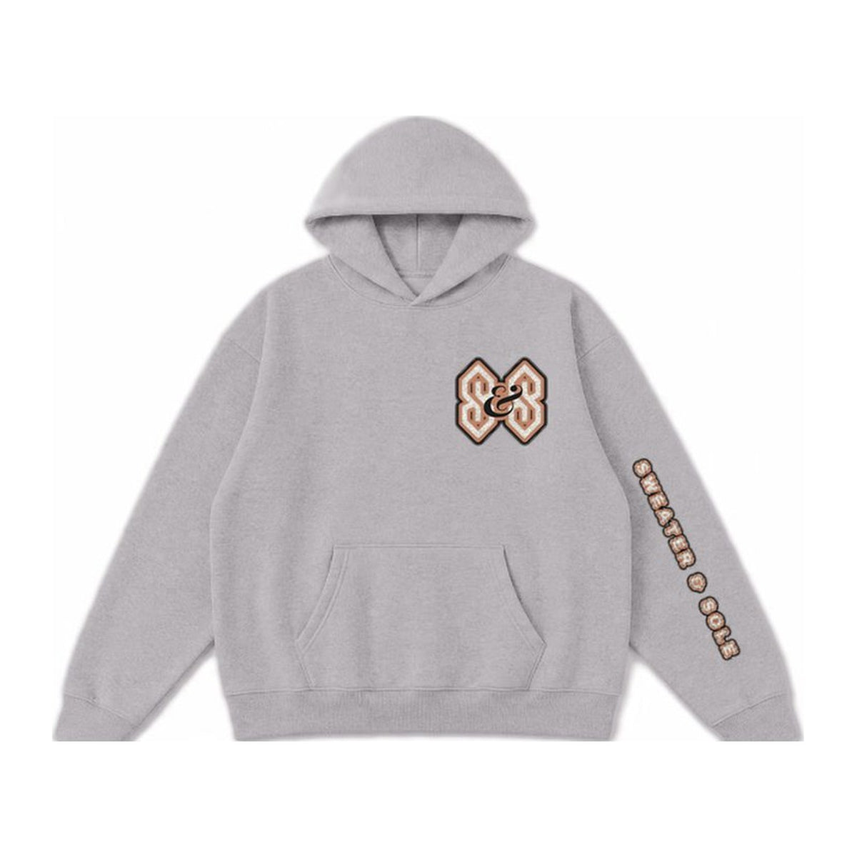 04 Varsity hoodie in Cement Grey, front