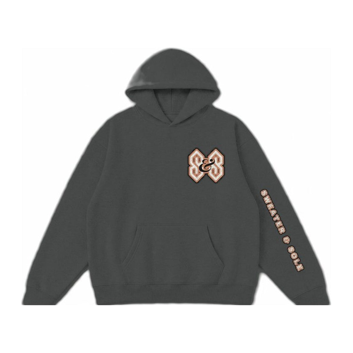 04 Varsity hoodie in Charcoal, front