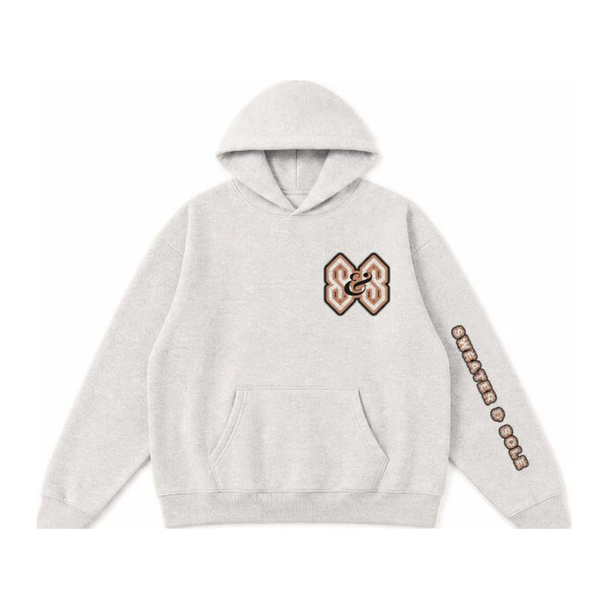 04 Varsity hoodie in Oatmeal Grey, front