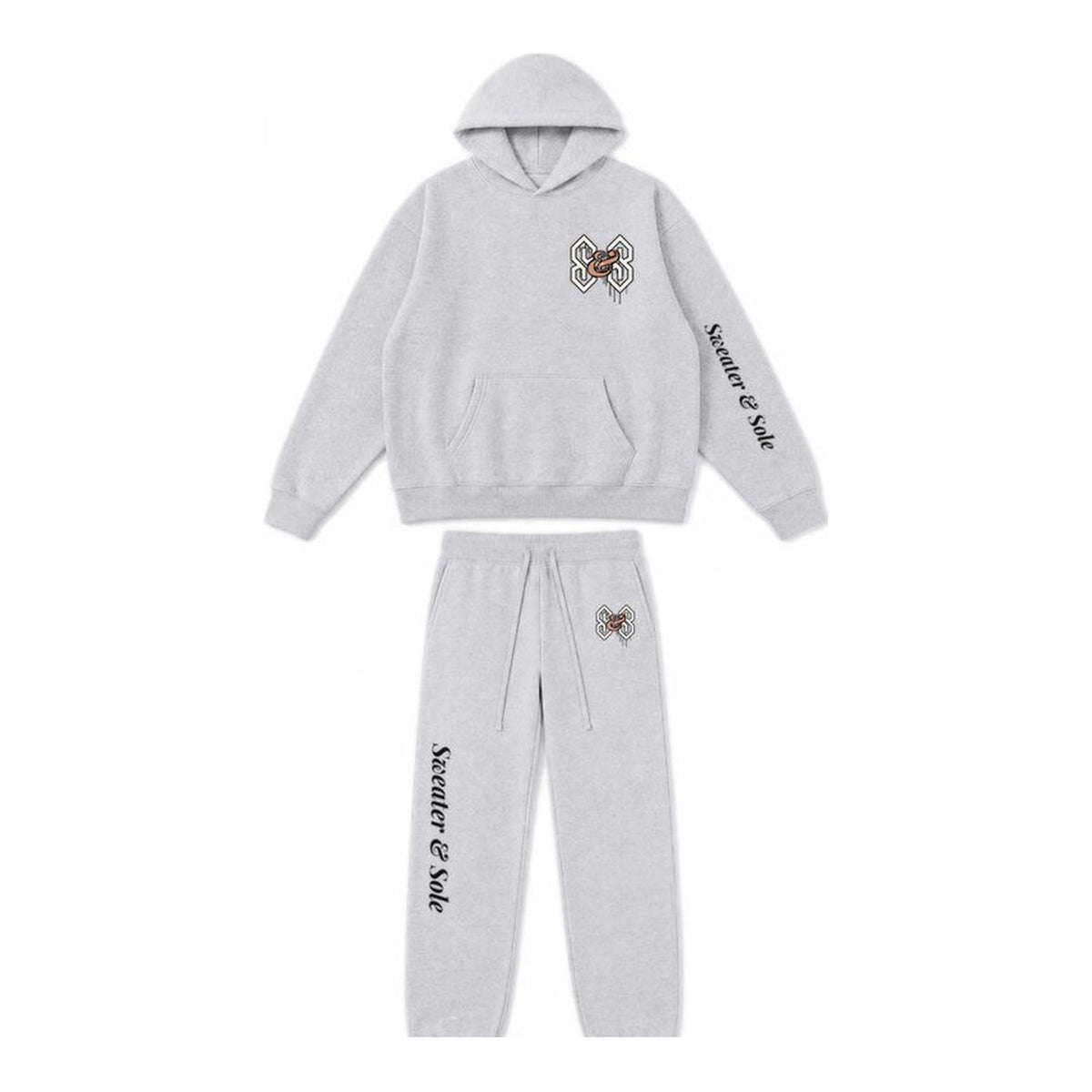05 Street hoodie and sweatpant set in Heather Grey, front