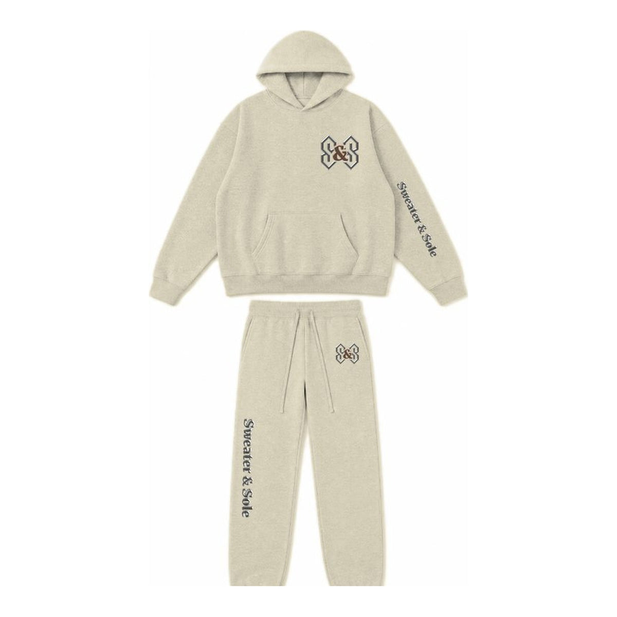 06 Gothic hoodie and sweatpant set in Cream, front