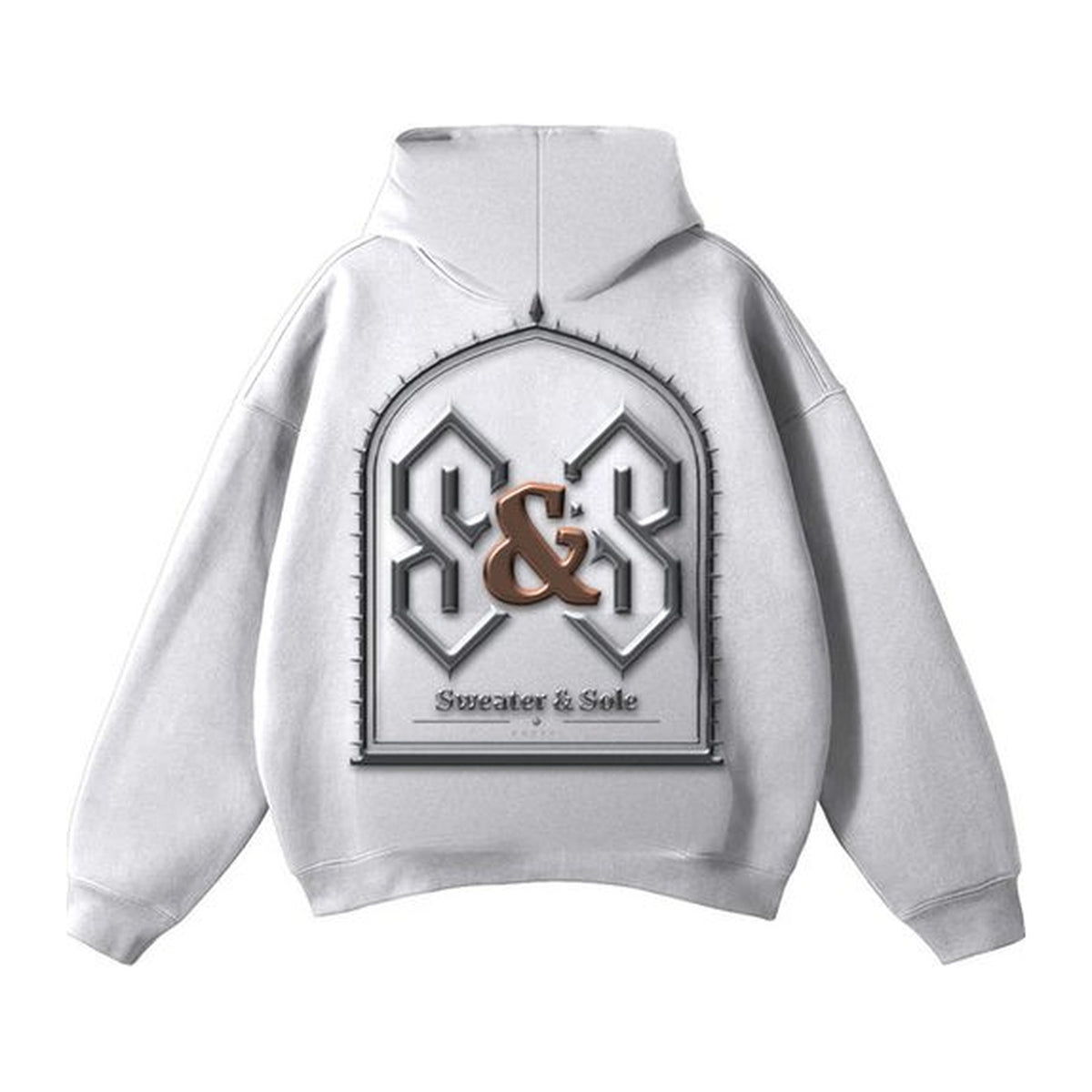 06 Gothic hoodie in Heather Grey, back