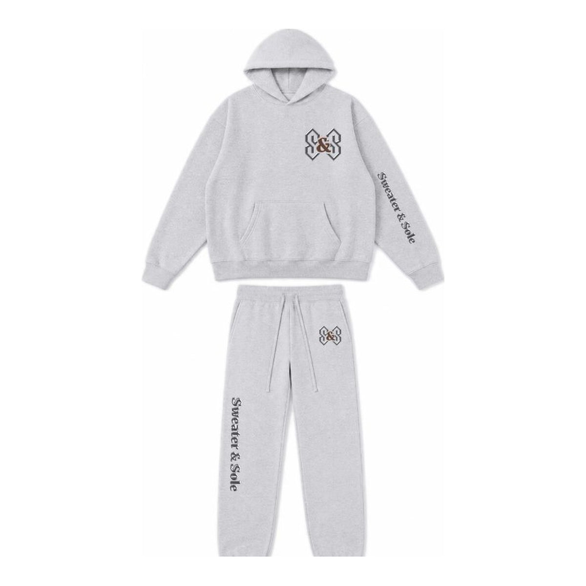 06 Gothic hoodie and sweatpant set in Heather Grey, front