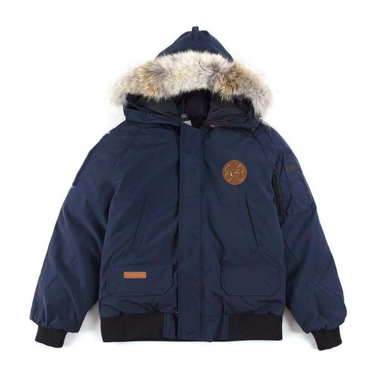 S&S Hooded Bomber, Navy with copper patches