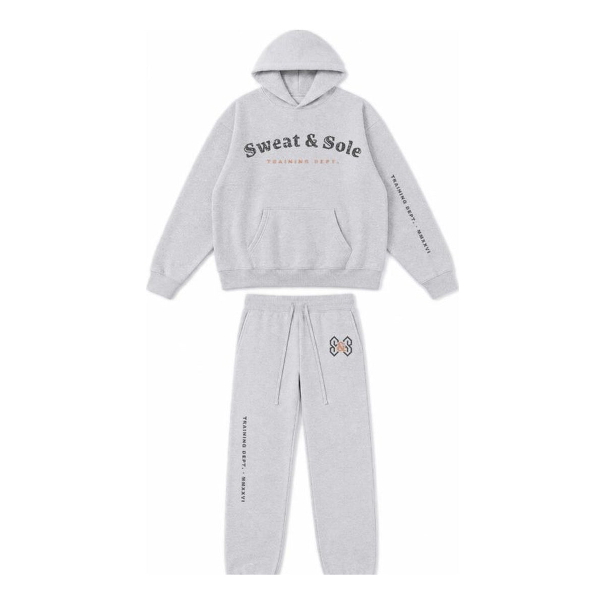 G1 Iron hoodie and sweatpant set in Heather Grey, front
