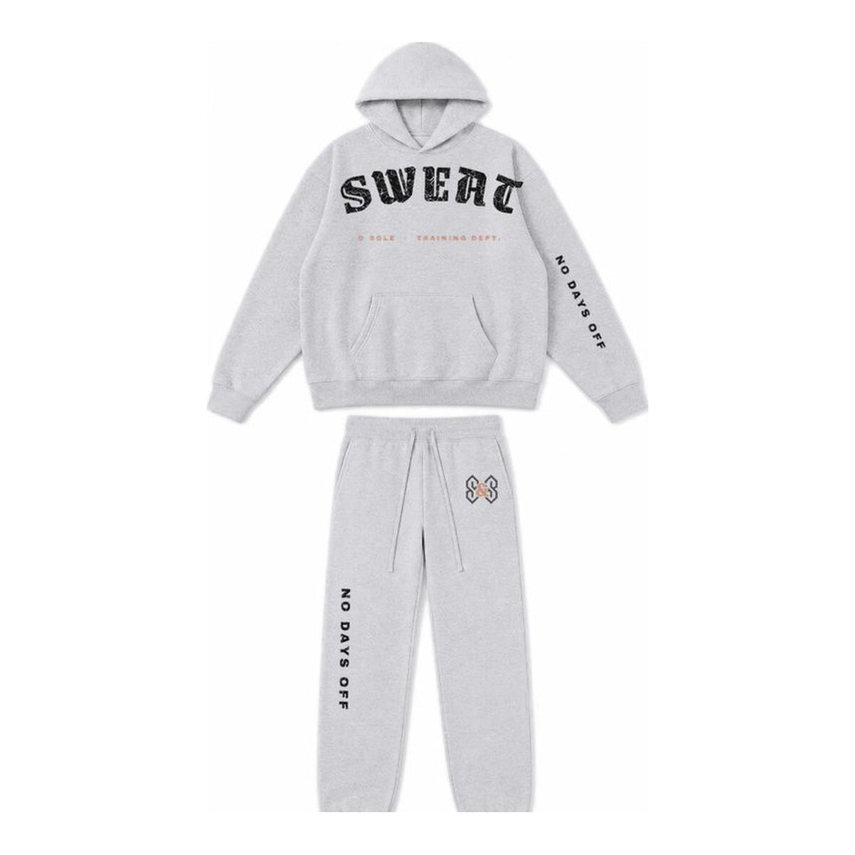 G2 No Days Off hoodie and sweatpant set in Heather Grey, front