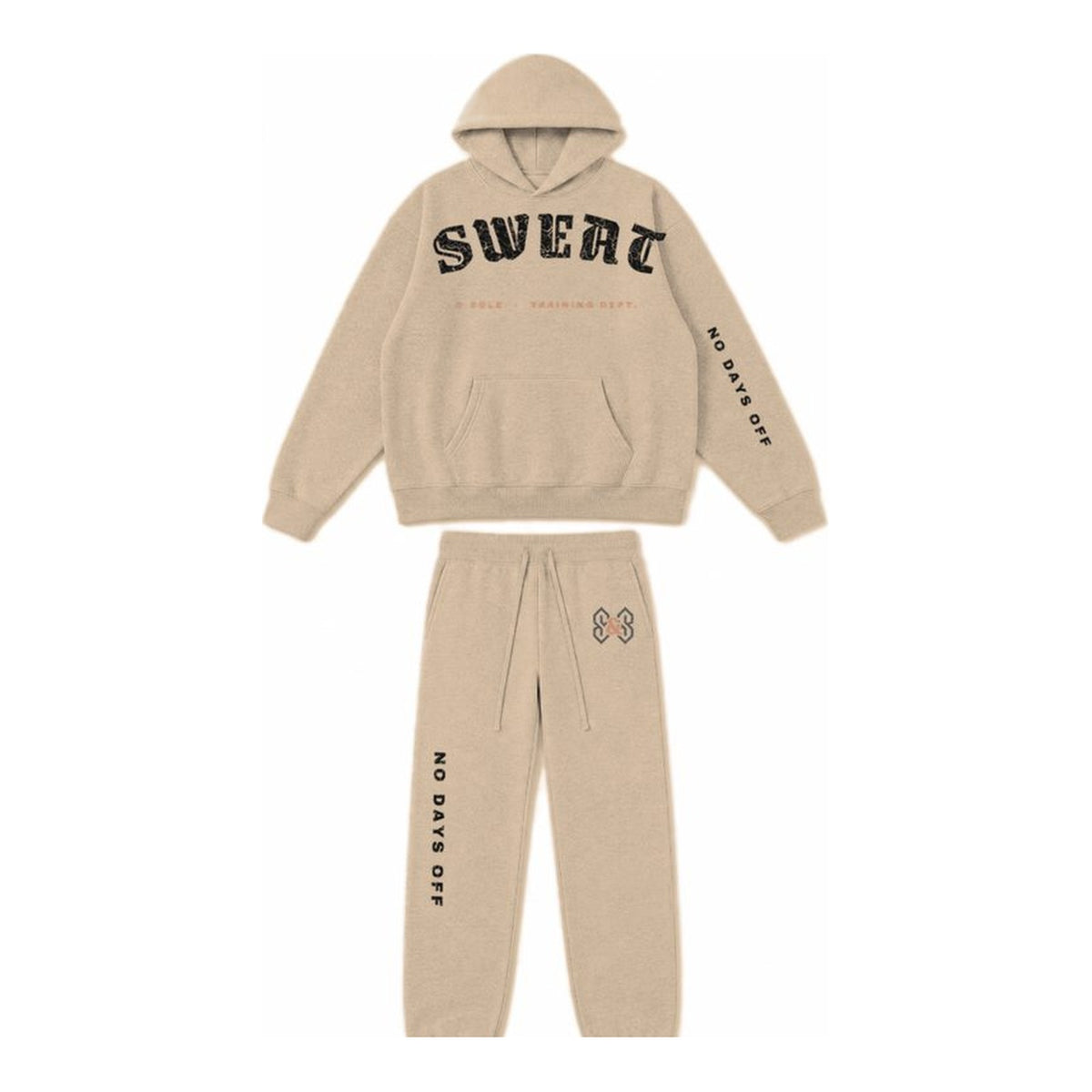 G2 No Days Off hoodie and sweatpant set in Khaki, front