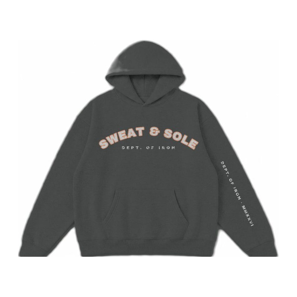 G3 Dept. of Iron hoodie in Charcoal, front