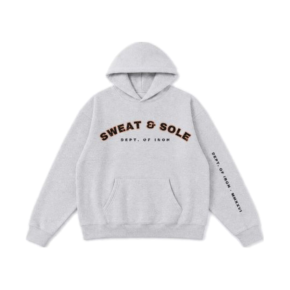 G3 Dept. of Iron hoodie in Heather Grey, front