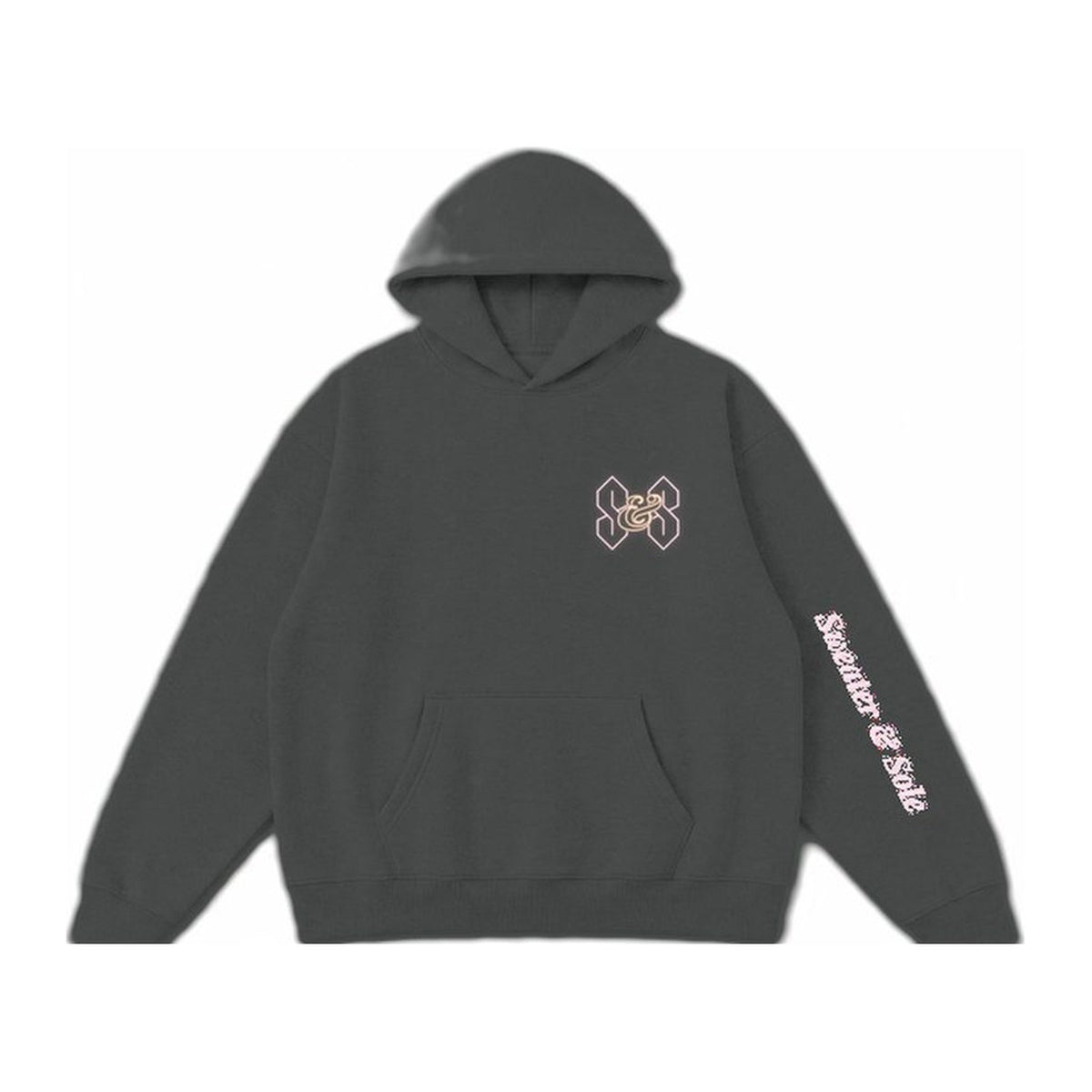 L01 Neon Rose hoodie in Charcoal, front
