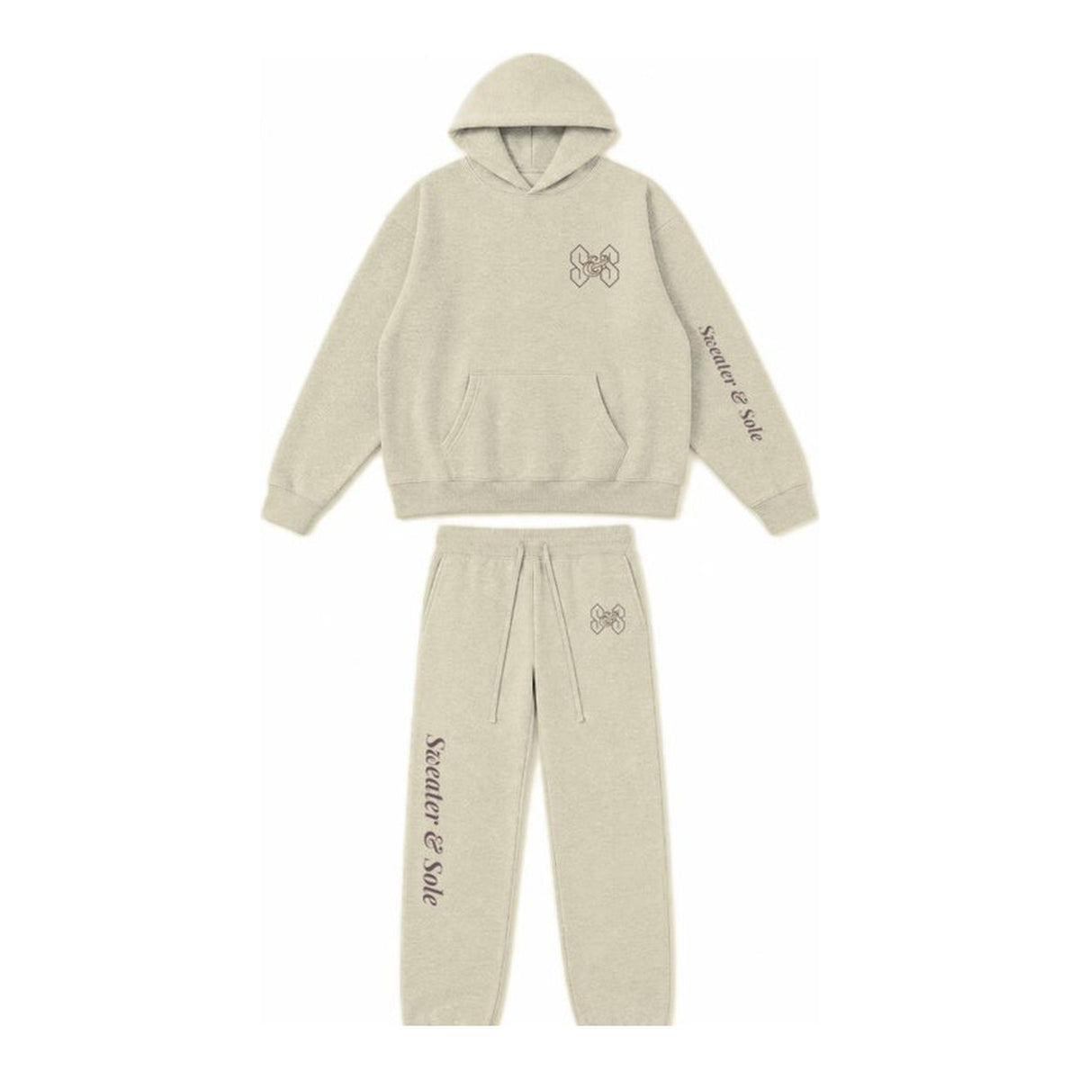 L01 Neon Rose hoodie and sweatpant set in Cream, front