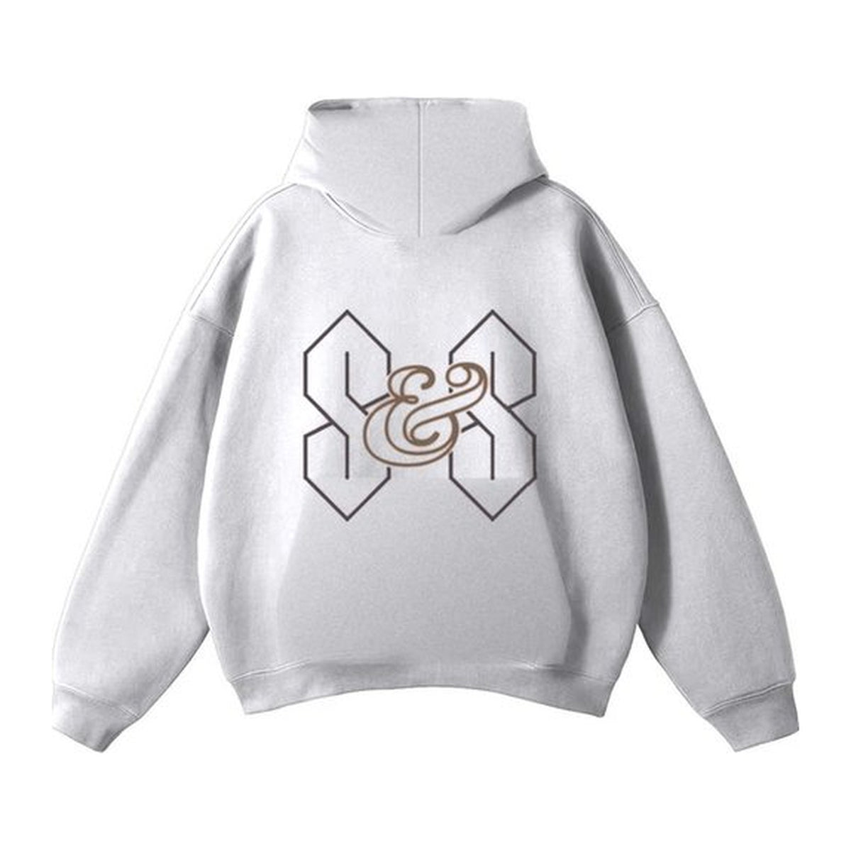 L01 Neon Rose hoodie in Heather Grey, back