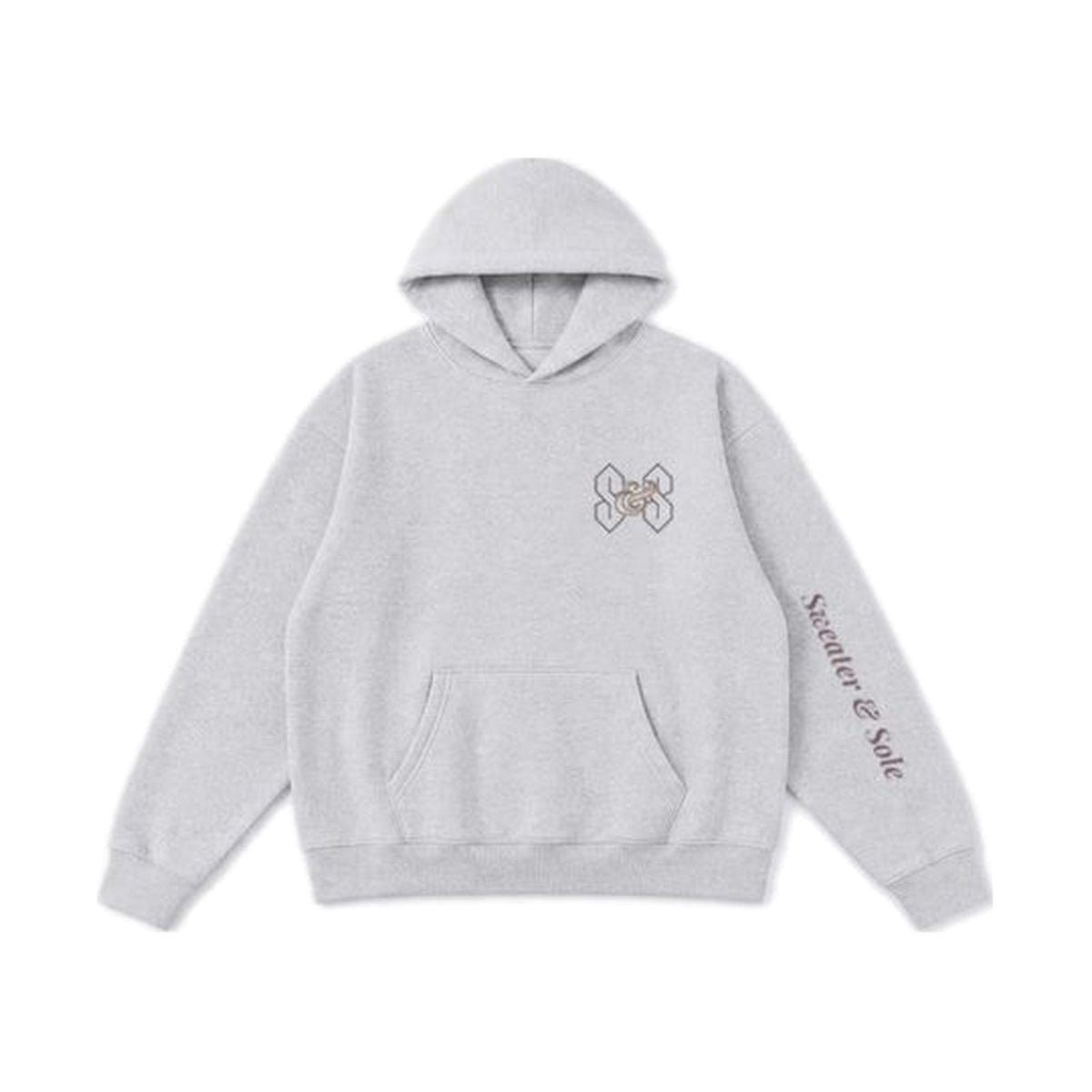 L01 Neon Rose hoodie in Heather Grey, front