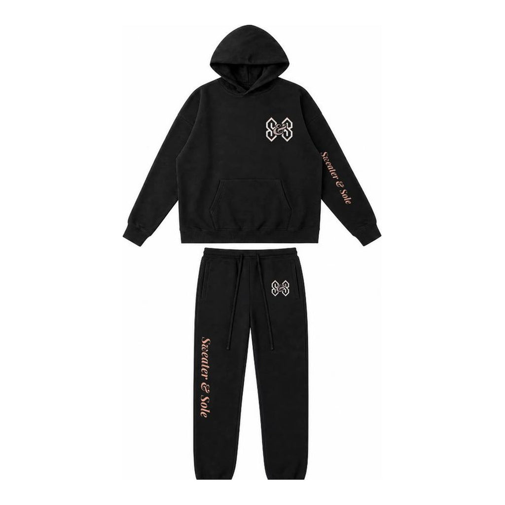 L02 Forged Rose hoodie and sweatpant set in Black, front
