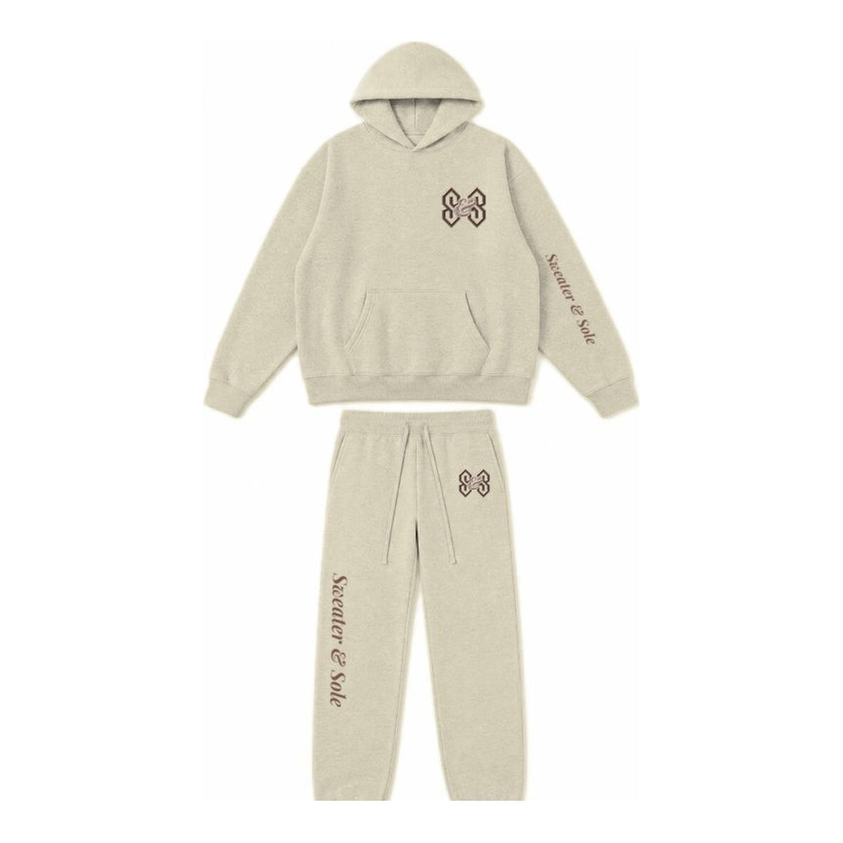 L02 Forged Rose hoodie and sweatpant set in Cream, front