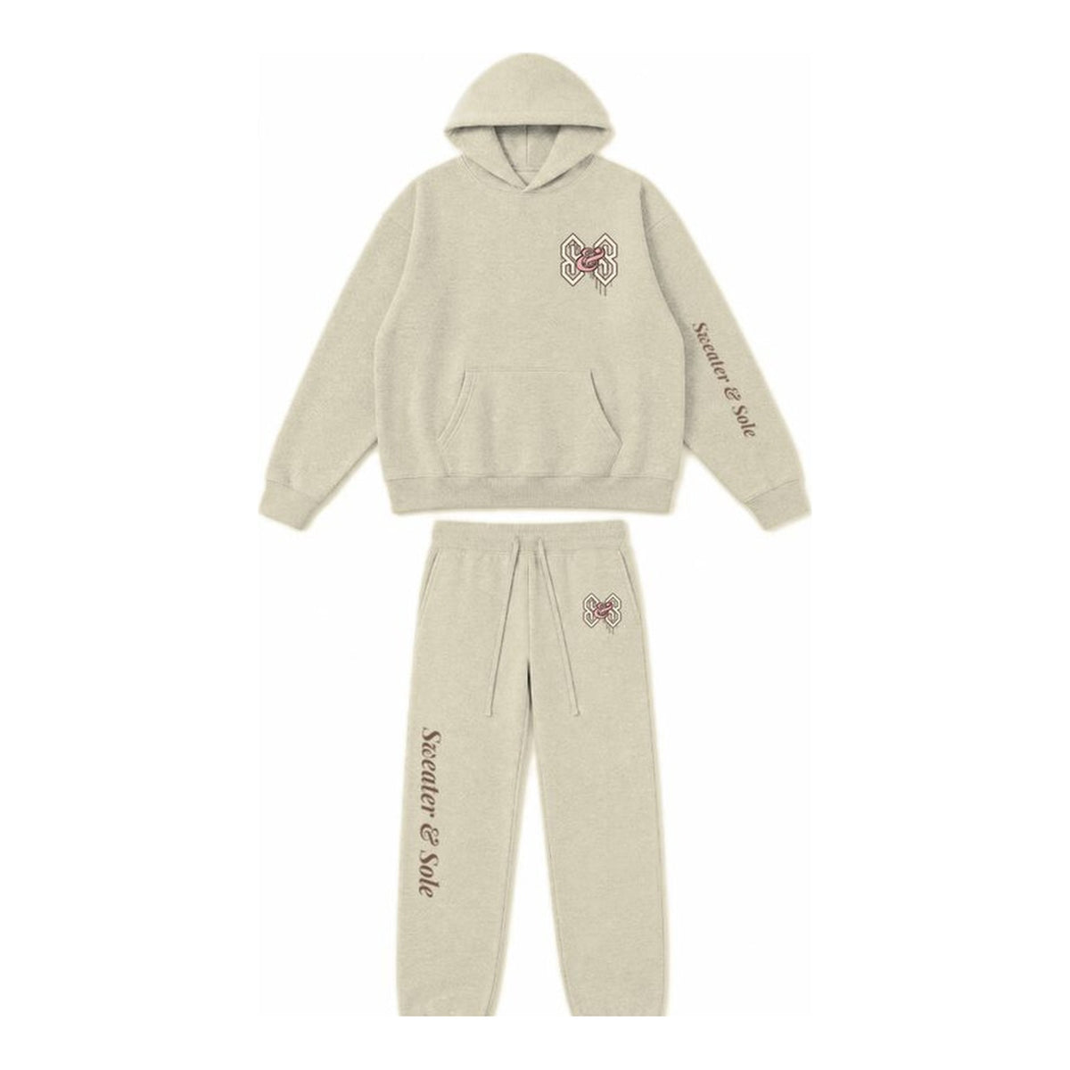 L05 Street hoodie and sweatpant set in Cream, front