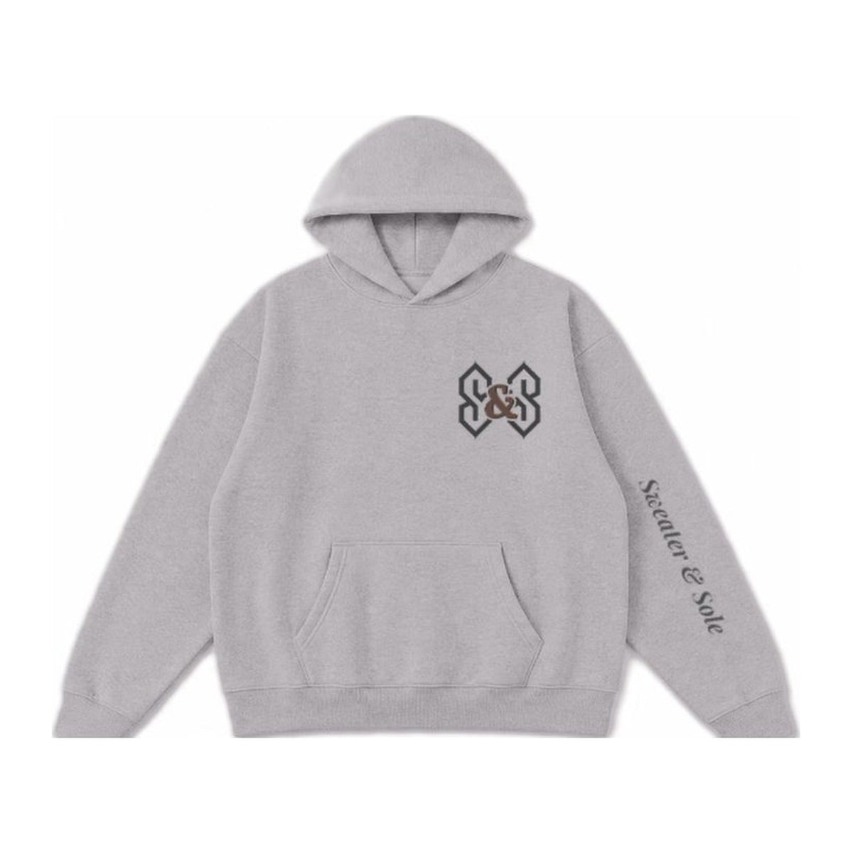 L06 Gothic Crystal hoodie in Cement Grey, front