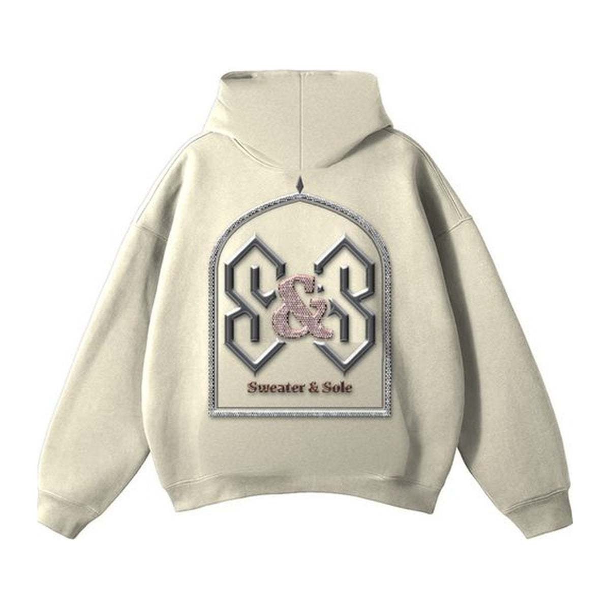 L06 Gothic Crystal hoodie in Cream, back