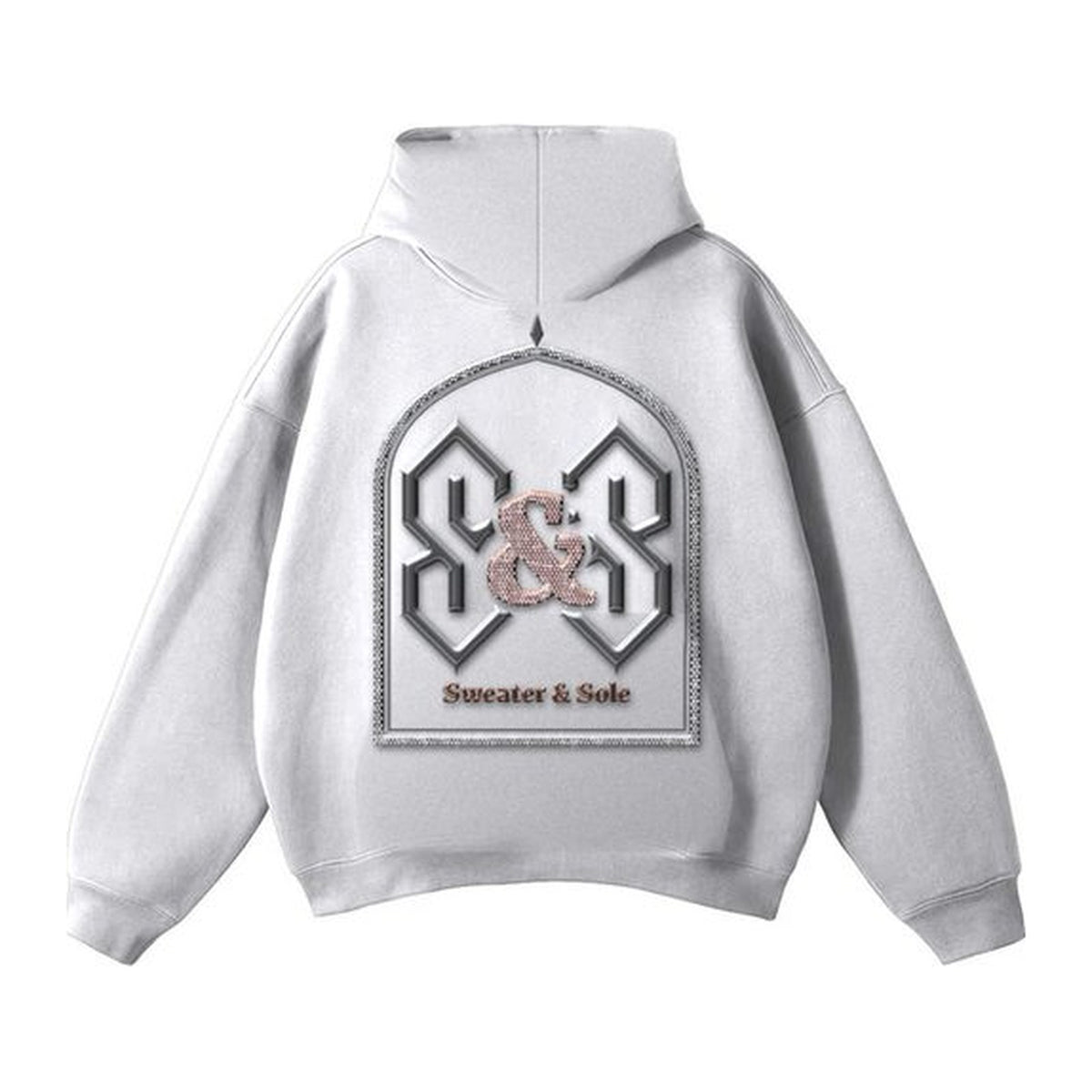 L06 Gothic Crystal hoodie in Heather Grey, back