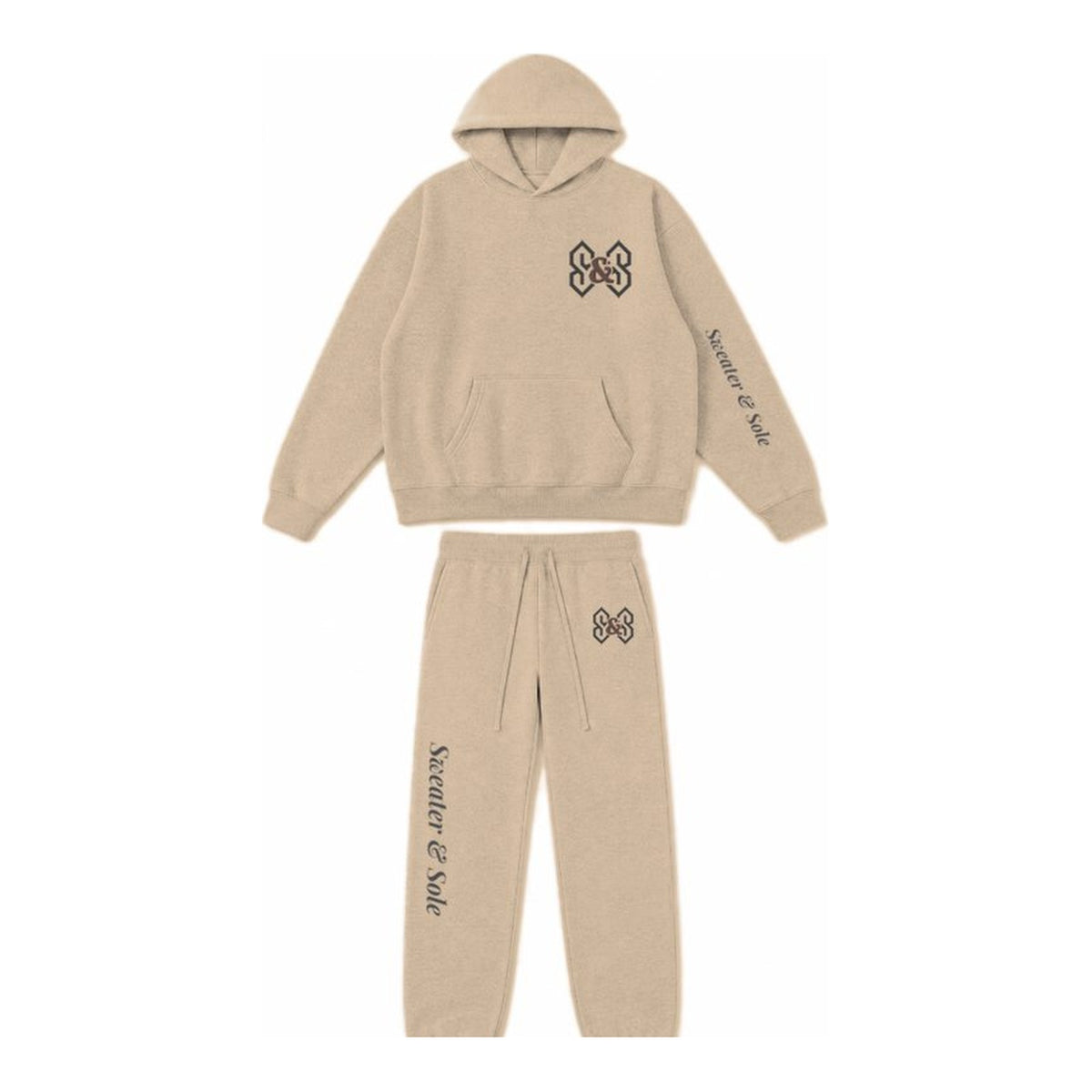 L06 Gothic Crystal hoodie and sweatpant set in Khaki, front