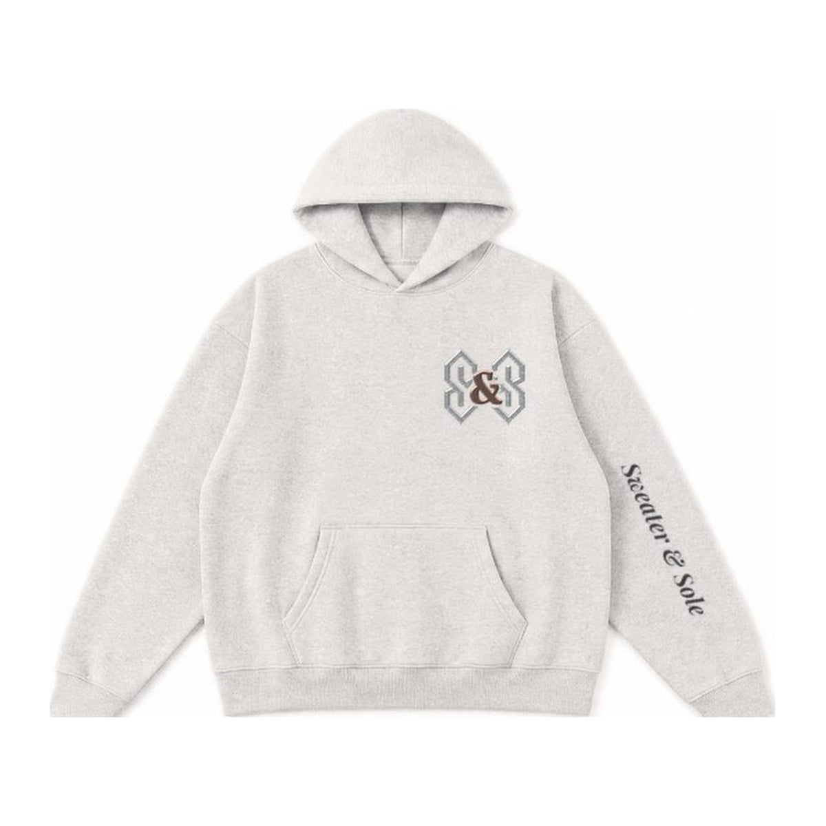 L06 Gothic Crystal hoodie in Oatmeal Grey, front