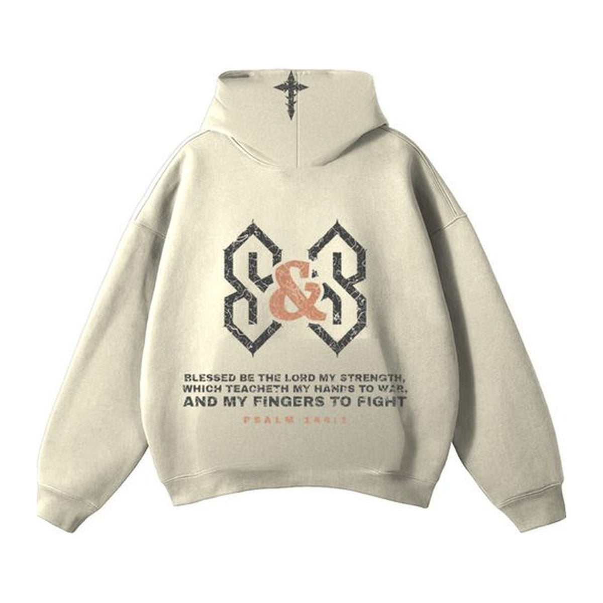 W1 Hands to War hoodie in Cream, back