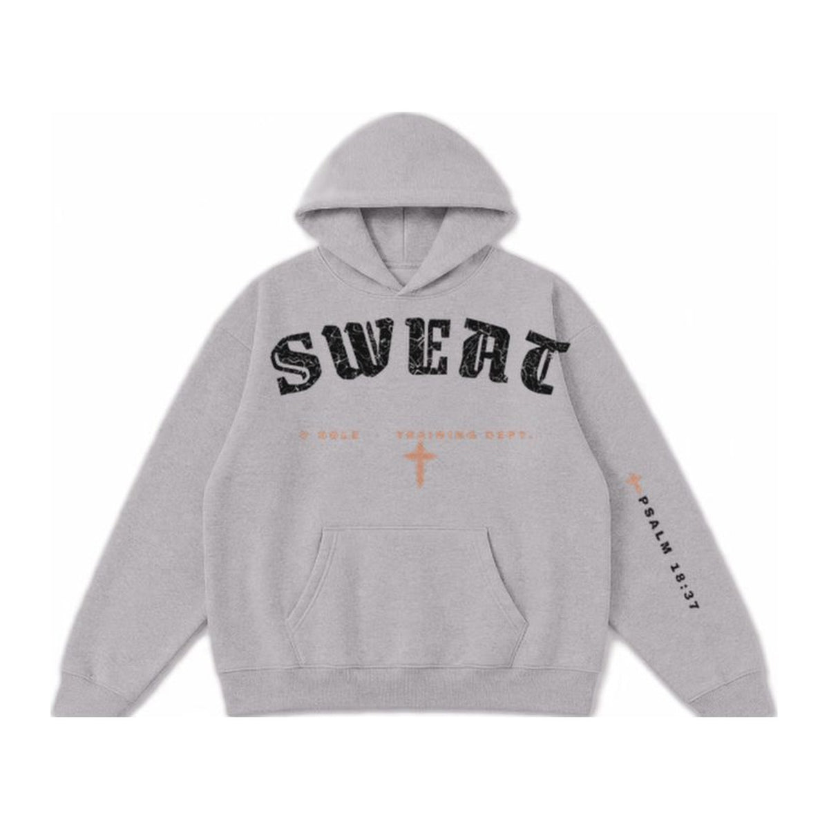 W4 Pursued Mine Enemies hoodie in Cement Grey, front