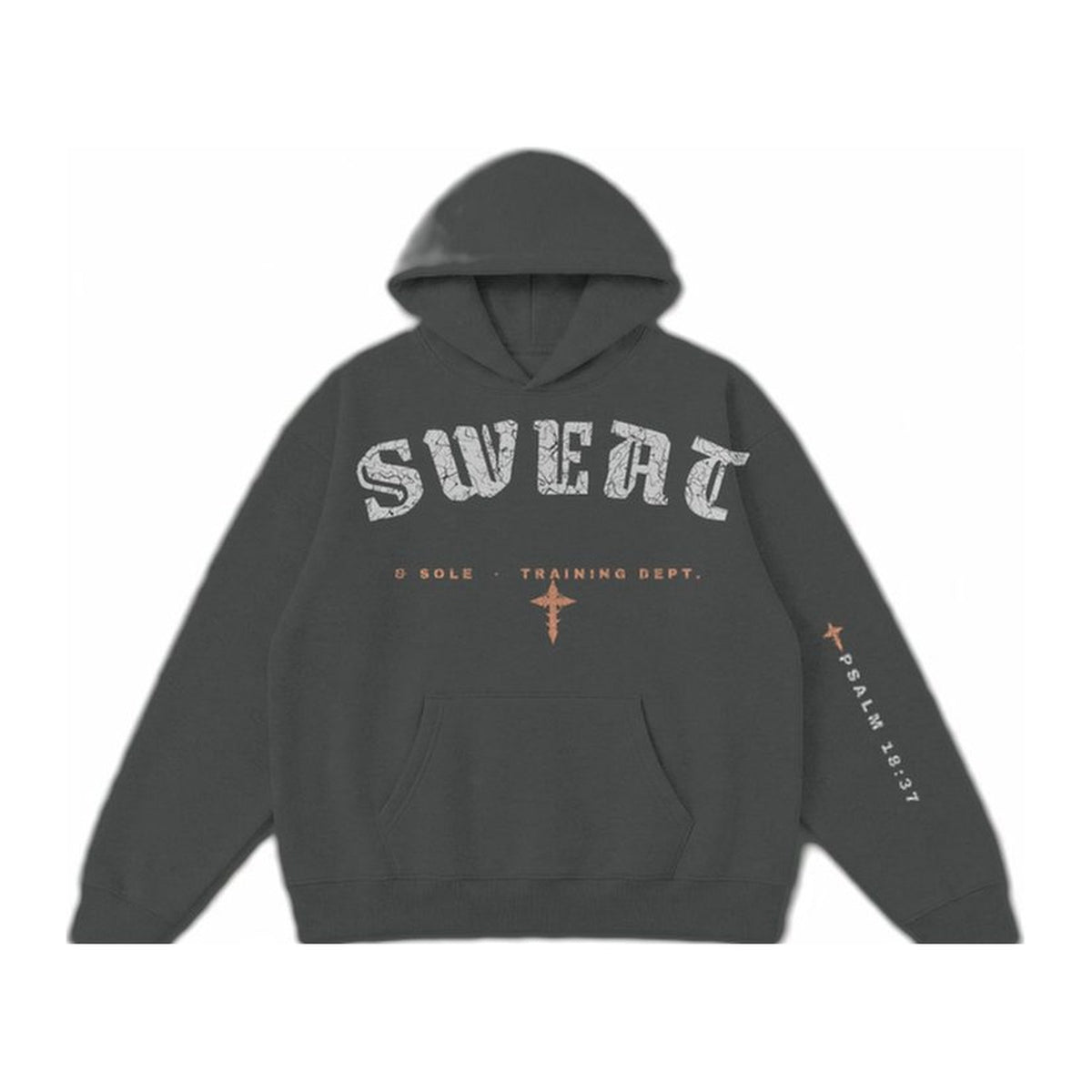 W4 Pursued Mine Enemies hoodie in Charcoal, front