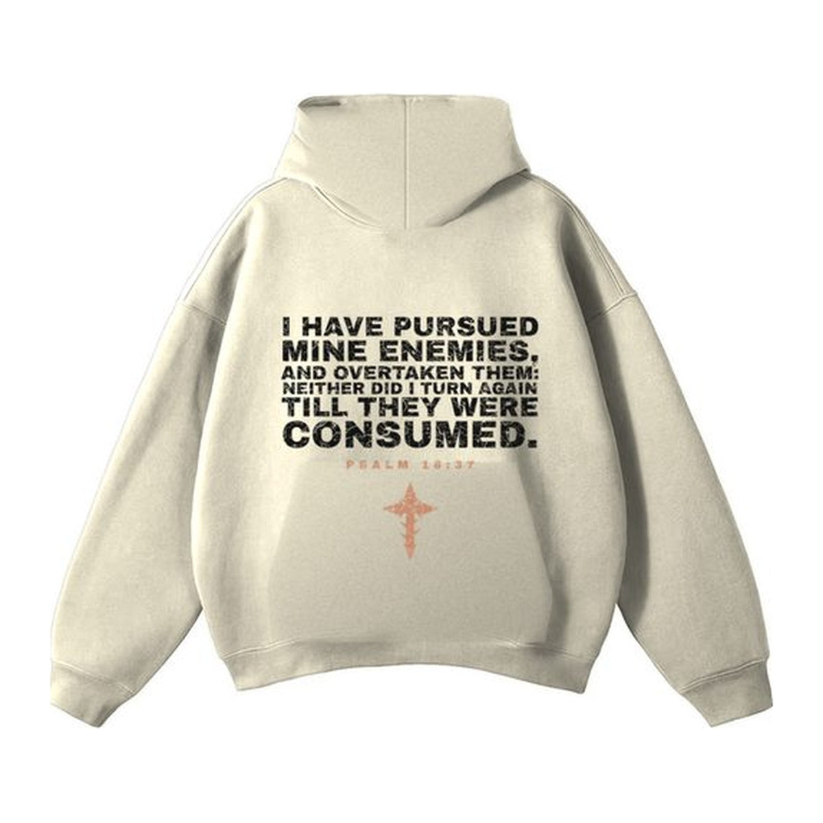 W4 Pursued Mine Enemies hoodie in Cream, back