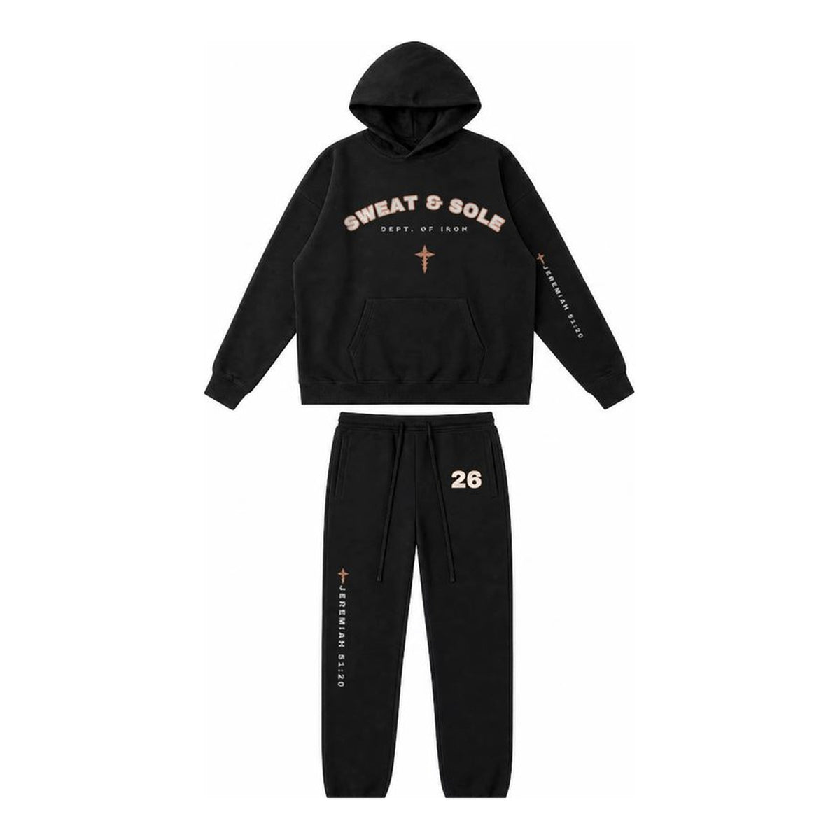 W5 Battle Axe hoodie and sweatpant set in Black, front
