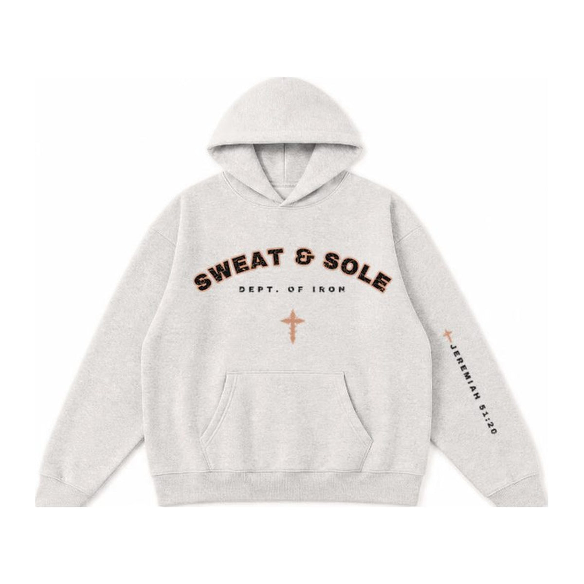 W5 Battle Axe hoodie in Oatmeal Grey, front